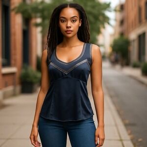 Dolce & Gabbana Black Silk Sleeveless Tank Crystal & Leather Top 40EU 4 US Small